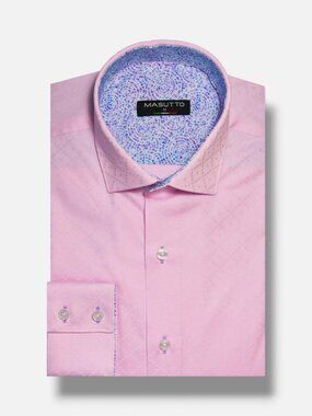 Masutto Men's Pink Geometric Diaz Long Sleeve Button-Up Shirt Size XL